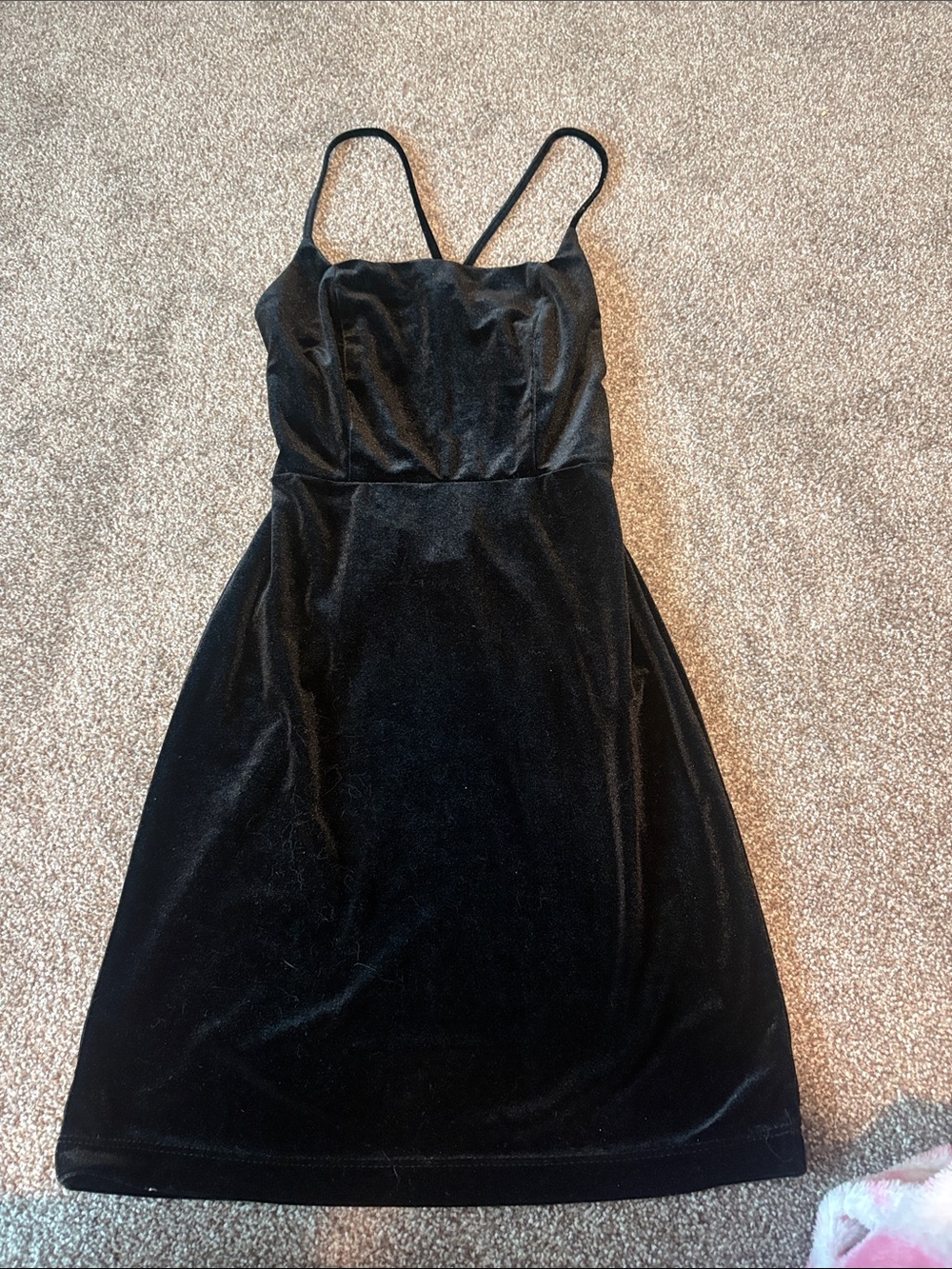 B Darlin Black Velvet Spaghetti Strap Mini Dress
